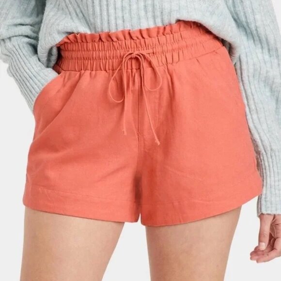 NWT A New Day Target Women Orange High Rise Pull On Shorts- Medium - Picture 1 of 6